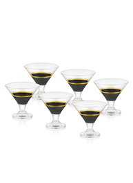 Hermia Juego de 6 Copas de Cristal para Helado Negro y Dorado